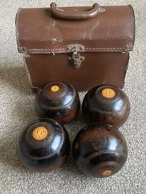 Set Vintage Thomas Taylor  Lignum Vitae  Lawn Bowls E.R Initials • £70