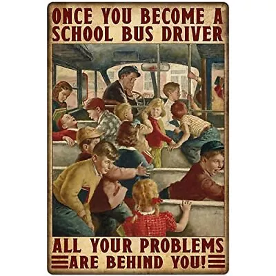 School Bus Driver Decor Gifts Funny Bathroom Decor Wall Art Coffee Bar Vintage M • $27.92