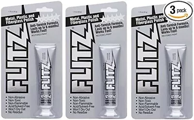 Flitz Metal Polish 3PK Plastic Fiberglass Cleaning Waxing Paste 1.76 Oz. Tube • $27.87