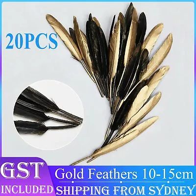 20pcs Gold Black Goose Feathers 10-15cm Millinery DIY Craft Wedding Party Decora • $5.25