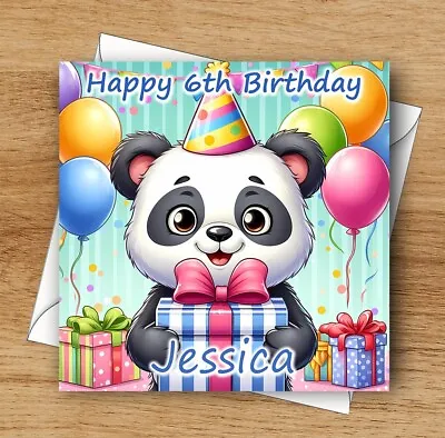 Personalised Birthday Card - Panda Bear Design - Any Name/age/relation/occasion • £2.99