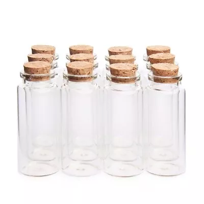 Danmu 30ml 1.18 X 2.75 Mini/ Tiny Glass Bottles Jars With Wood Cork Stoppers W • $14.68