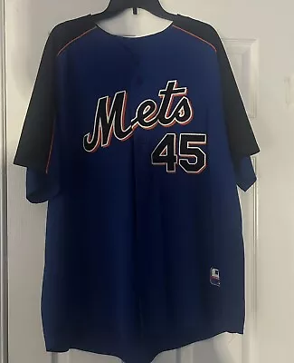 Vintage Majestic Stitched PEDRO MARTINEZ #45 New York Mets Jersey Mens 2XL Blue • $52.50