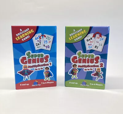 Super Genius Cooperative Math Card Game Multiplication 1 2 Kids Learning 2x - 9x • $22