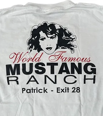 Vintage 90s World Famous Mustang Ranch Patrick Exit Girl Small White Shirt VTG • $25.49