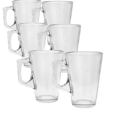 6 LATTE GLASSES For Coffee Tea Cappuccino 240ml Costa Hot Cold Drink Cups Mugs • £7.90