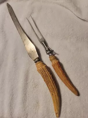 Vintage Stag Handle Meat Carving Set-A.J. Jordan Sheffield England • $13