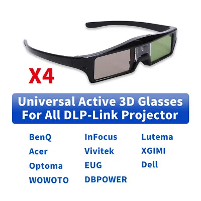 £69.54 • Buy 4X Active 3D Glasses Shutter For Xgimi BenQ Acer Optoma All DLP 3D Projector UK