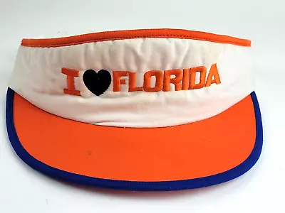 Vintage I ❤️ Love Florida Visor Wide Brim Orange Blue White Gators Adjustable • $19.99