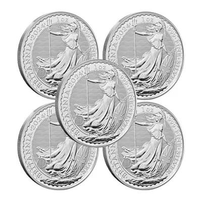 2024 1 Oz British Silver Britannia Coin (BU - Lot Of 5) • $172.05