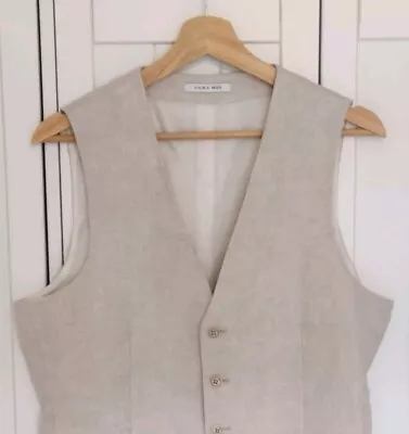 Zara Mens Linen Waistcoat Medium Beige • £19.99