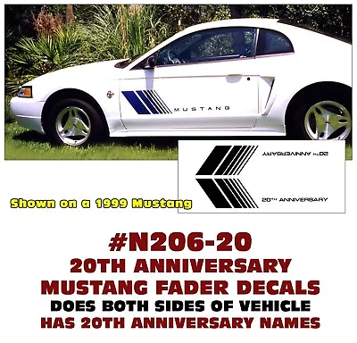 N206-20 Ford Mustang - Fader Side Stripe - 20th Anniversary Name - Two Decals • $101.08