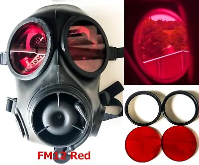 Outsert Red Polycarbonate Lenses For SAS FM12 Gas MaskCosplayAirsoftABS Rings • $27.99