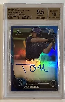 2016 Bowman Chrome Tyler O'Neill Rookie RC Auto Blue /150 BGS 9.5 GEM #CPA-TO • $365.80