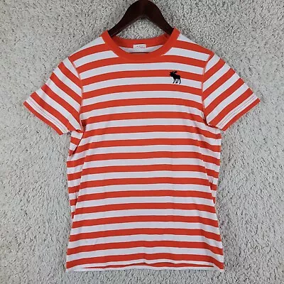 Abercrombie & Fitch Muscle T-Shirt Size Medium Striped Orange White Blue Moose • $9.88