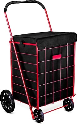 $13.85 • Buy Folding Grocery Basket Cart Shopping Wheels Large Utility Laundry Just Lining