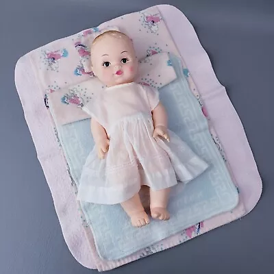 Mid Century 12  Plastic Baby Doll With Dress & Blankets • $24.99