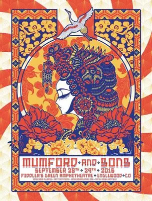 Mumford & Sons - 2016 Derek Hatfield Poster Englewood CO Fiddler's Green • $120.75