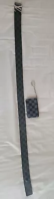 Louis Vuitton Damier Silver LV Initials Buckle Belt 35  Long • $100