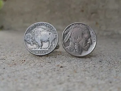 Buffalo And Indian Head Nickel Coin Cufflinks--Bison Money American Jewelry • $14