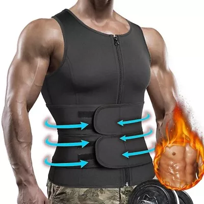 $9.79 • Buy Men's Neoprene Sauna Sweat Vest Top Body Shaper Waist Trainer Fat Burner Workout