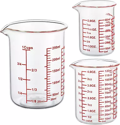 High Borosilicate Glass Measuring Cup Set-V-Shaped Spout，Includes 60Ml(2Oz) 120 • $21.95