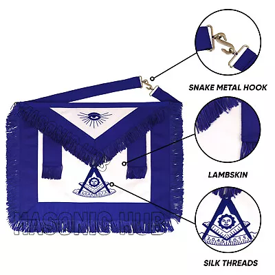 Masonic Revival Past Master Apron-100% Lambskin Blue With Fringe Hand Made • $44.99