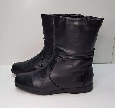 Clarks Molena Georgia Size 4.5uk Eu37.5 Womens Black Leather Ankle Boots Zip • £24.99