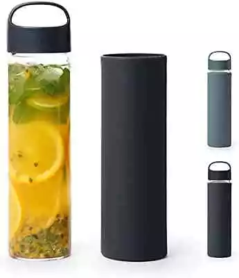 £8.99 • Buy Borosilicate Glass Water Bottle With PP Lid Insulated Silicone Sleeve, *QUALITY*