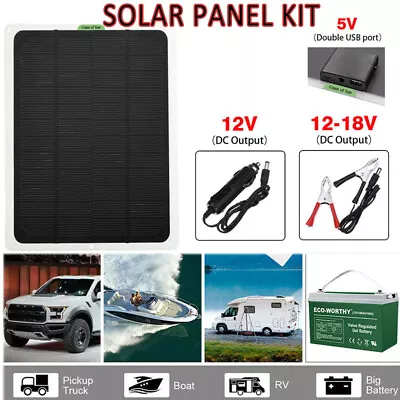 $33.99 • Buy 20W Solar Panel 12V Trickle Charger Battery Charger Kit Maintainer Boat RV Car