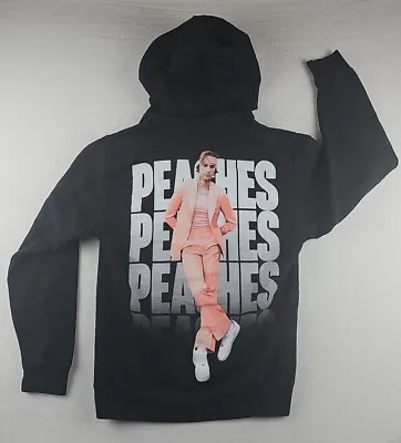 Justice Justin Bieber Peaches Black Pullover Double Sided Graphic Hoodie Size S • $18.99
