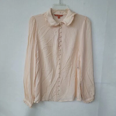 $22.88 • Buy Modcloth Shirt Womens S Peter Pan Collar Swiss Dot Button Front Pullover Peach