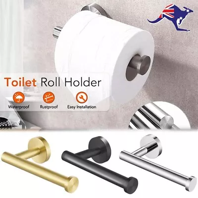 $5.25 • Buy Wall-Mounted Toilet Paper Roll Holder Stainless Steel Hook Bathroom Brushed AU