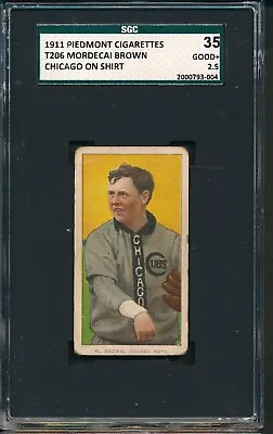 T206 Piedmont 460: MORDECAI BROWN Chicago On Shirt Chicago Cubs ~ SGC 2.5 • $447.50