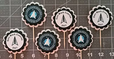 SPACE FORCE Cupcake Toppers 12 Personalized Birthday Party Retirement Boot Camp • $7.99