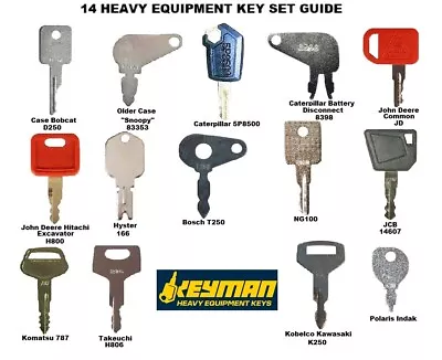 $13.79 • Buy 14 Heavy Construction Equipment Ignition Key Set Case Cat JD JCB Komatsu JCB +++