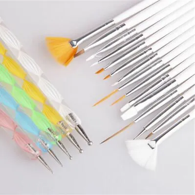 20pcs Nail Art Brushes Design Set Dotting Painting Drawing Polish Pen Tools Kit • $10.95
