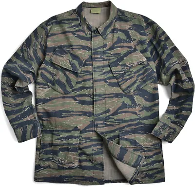 Tiger Stripe Camouflage Vintage Vietnam 100% Cotton Rip-Stop Fatigue Shirt • $59.99