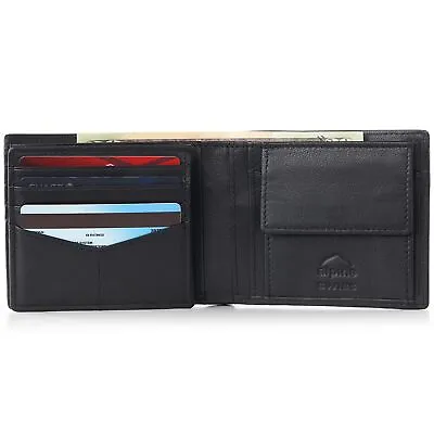 Alpine Swiss RFID Safe Mens Leather Wallet Deluxe Capacity Coin Pocket Bifold • $29.99