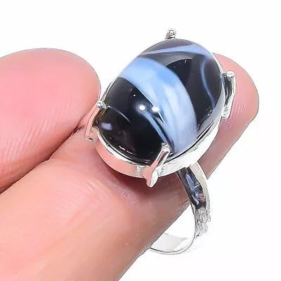Psilomelane Agate Gemstone Handmade 925 Sterling Silver Jewelry Ring Size 7 • $5.28