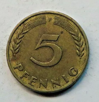 Germany-Federal Republic 5 Pfennig 1950F Brass Clad Steel KM#107  • $1.25