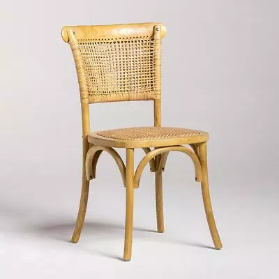 French Dining Chair Rattan Wicker Seat Honey Elm Traditional Farmhouse Frame • £189