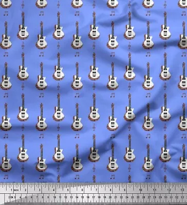 Soimoi Cotton Poplin Fabric Notes & Guitar Musical Instrument Printed-PZg • $9.64