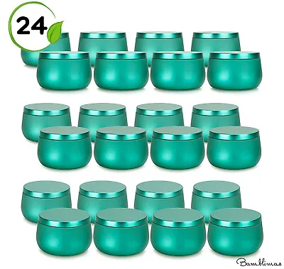 24 Piece Candle Tin 8 Oz  Green Color Candle Containers Candle Jars For Candles • £22.95