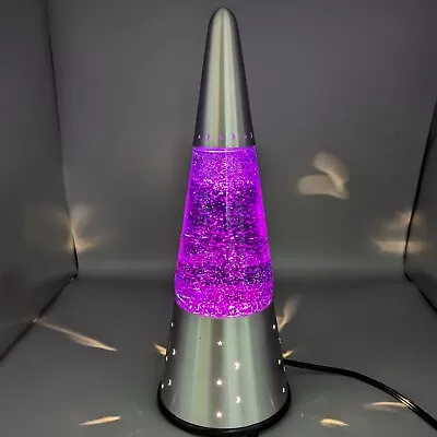 Vintage Lava Lite Lamp Starlight Base Purple Wizard Glitter Silver 15   • $89