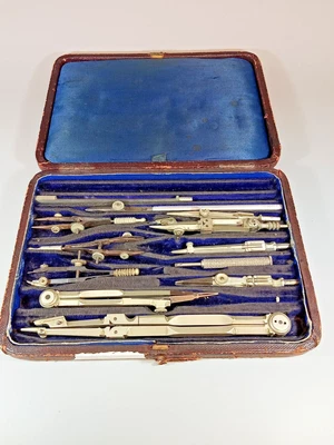 £9.99 • Buy Vintage Draftsman's Set And Box Drawing Instruments Compasses Tools Engineering