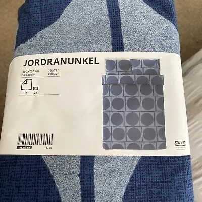 Ikea Jordranunkel King Size Blue Circle Duvet Set 240 X  200cm Brand New • £30