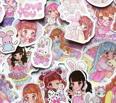 Kawaii Import *Pet Girl* Bag Of 25 Assorted Cute Japanese Cartoon Stickers • £3.60