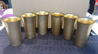 6 Vintage Zephyr Ware Gold Sunburst Aluminum Anodized Tumblers~glasses~cups~usa • $34.99