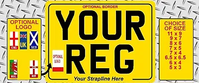 ALUMINIUM PLATE Bike Motorcycle Scooter Yellow Rear Metal Show Reg NUMBER PLATES • £0.99